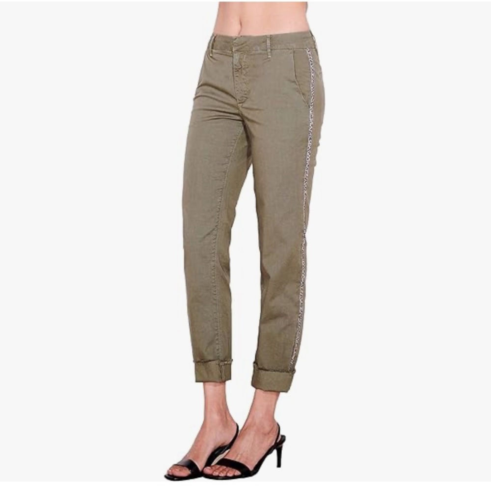 SUNDRY Leopard Stripe Roll Up Trouser